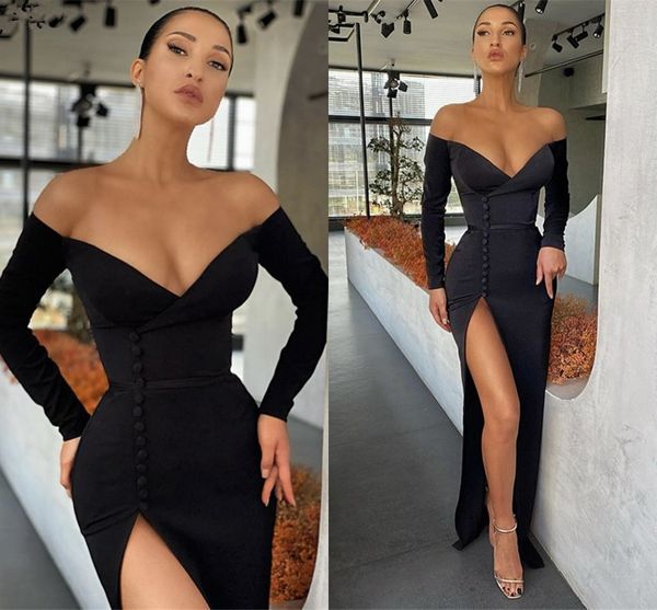 off the shoulder black mermaid evening dresses v-neck soft satin side slit long sleeves prom party gown with zipper vestidos de fiesta noche, Black;red
off the shoulder black mermaid evening dresses v-neck soft satin side slit long sleeves prom party gown with zipper vestidos de fiesta noche, Black;red