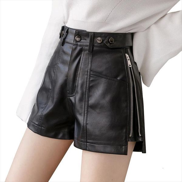 black pu faux leather women shorts autumn winter high waist wide leg short pants side zipper womens, White;black
black pu faux leather women shorts autumn winter high waist wide leg short pants side zipper womens, White;black