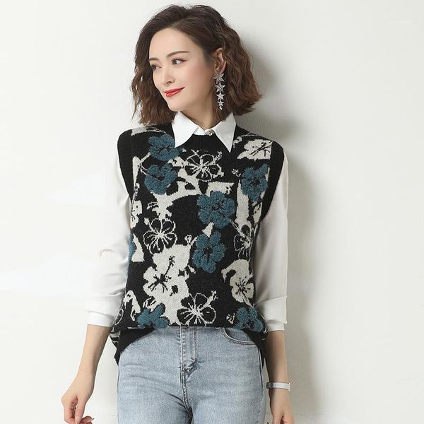women flowers sweater elegant floral vest lady girls sleeveless pullovers1, White;black
women flowers sweater elegant floral vest lady girls sleeveless pullovers1, White;black