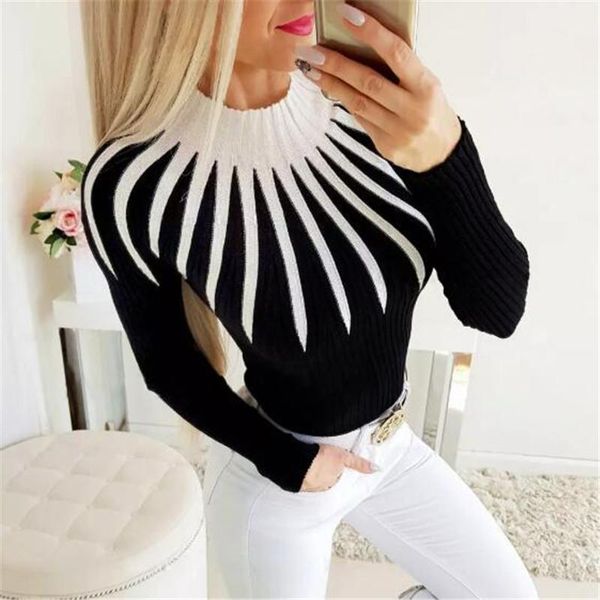 women's sweaters women winter warm long sleeve slim fit sweater spring autumn high neck color matching casual knitwear female clothing, White;black
women's sweaters women winter warm long sleeve slim fit sweater spring autumn high neck color matching casual knitwear female clothing, White;black