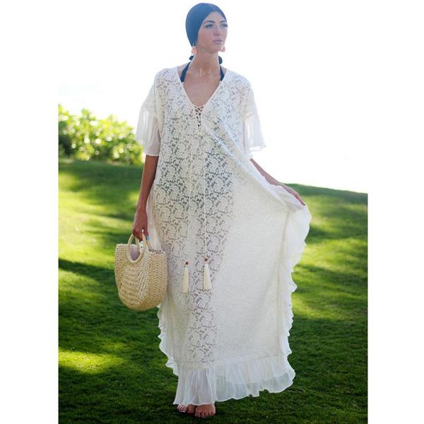 women's swimwear plus gröÃe abdeckung-ups spitze bohemian kleid robe plage chiffon beachwear lange frauen pareos de playa muje bikini, White;black
women's swimwear plus gröÃe abdeckung-ups spitze bohemian kleid robe plage chiffon beachwear lange frauen pareos de playa muje bikini, White;black