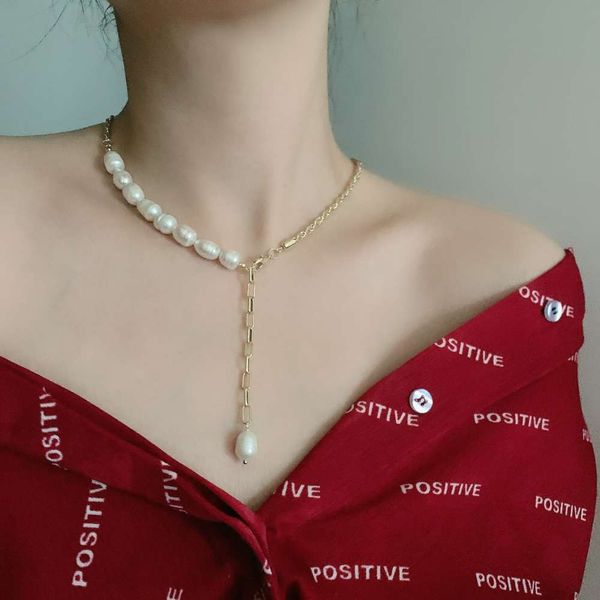 hbp fashion ins wind neck fresh water pearl 14k gold splicing tassel pendant clavicle chain, Silver
hbp fashion ins wind neck fresh water pearl 14k gold splicing tassel pendant clavicle chain, Silver