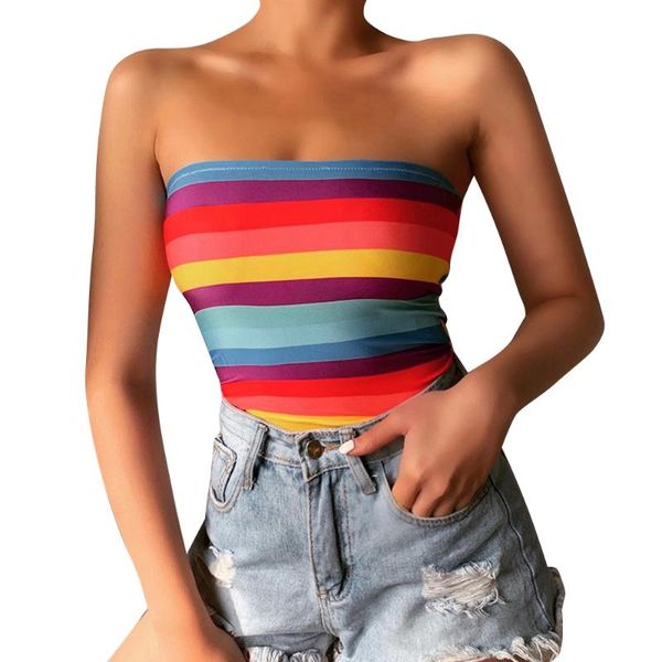 women's tanks & camis women summer tube stripe print strapless fashion sleeveless slim fit vest off shoulder tank d20, White 
women's tanks & camis women summer tube stripe print strapless fashion sleeveless slim fit vest off shoulder tank d20, White