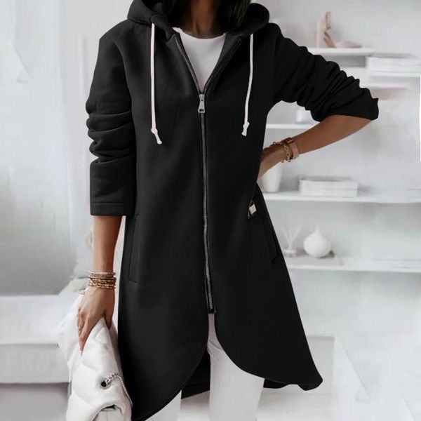 women's hoodies & sweatshirts 2021 autumn stylish women solid full sleeve casual zipper long hooded oversized coats female jackets, Black
women's hoodies & sweatshirts 2021 autumn stylish women solid full sleeve casual zipper long hooded oversized coats female jackets, Black