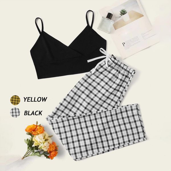 plaid suits summer fashion womenpant sleeveless suspender blouse and 2piece casual set ensemble femme, White
plaid suits summer fashion womenpant sleeveless suspender blouse and 2piece casual set ensemble femme, White