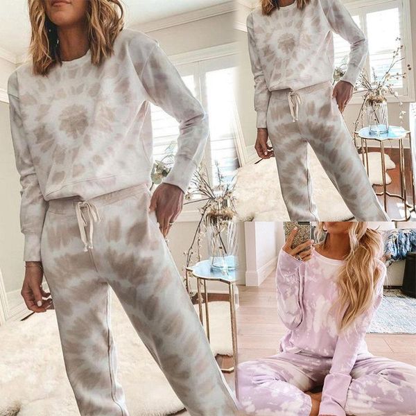 2021 new fashion lady leisure set clothes pajamas style european women's long-sleeved printed tie-dyed casual suit, White
2021 new fashion lady leisure set clothes pajamas style european women's long-sleeved printed tie-dyed casual suit, White