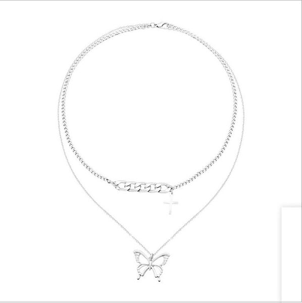 dainty layered initial chain necklaces for women, cross butterfly pendant necklace choker, Silver
dainty layered initial chain necklaces for women, cross butterfly pendant necklace choker, Silver