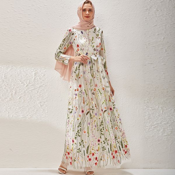 women's runway dress o neck long sleeves embroidery sash belt elegant maxi designer dresses vestidos, Black
women's runway dress o neck long sleeves embroidery sash belt elegant maxi designer dresses vestidos, Black