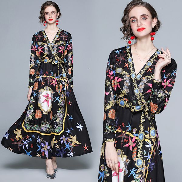 new 2021 spring fashion designer runway woman v-neck long sleeve vintage printed retro bow party robe czqd, Black;gray
new 2021 spring fashion designer runway woman v-neck long sleeve vintage printed retro bow party robe czqd, Black;gray