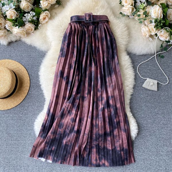 2021 autumn ink tie dye pleated skirt for women high waist purple print skirts with sashes belt female vacation beach faldas saia gf73, Black
2021 autumn ink tie dye pleated skirt for women high waist purple print skirts with sashes belt female vacation beach faldas saia gf73, Black