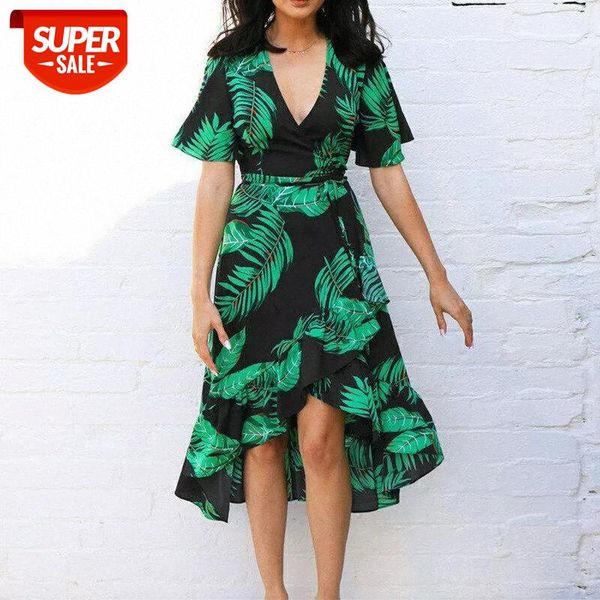 women long dress floral v neck short sleeve high waist ladies evening party clubwear femme casual summer long dress #pk3s, Black;gray 
women long dress floral v neck short sleeve high waist ladies evening party clubwear femme casual summer long dress #pk3s, Black;gray
