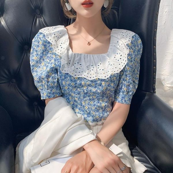 women's t-shirt chiffon shirt summer short-sleeved 2021 foreign style small female niche square collar puff sleeve floral, White
women's t-shirt chiffon shirt summer short-sleeved 2021 foreign style small female niche square collar puff sleeve floral, White
