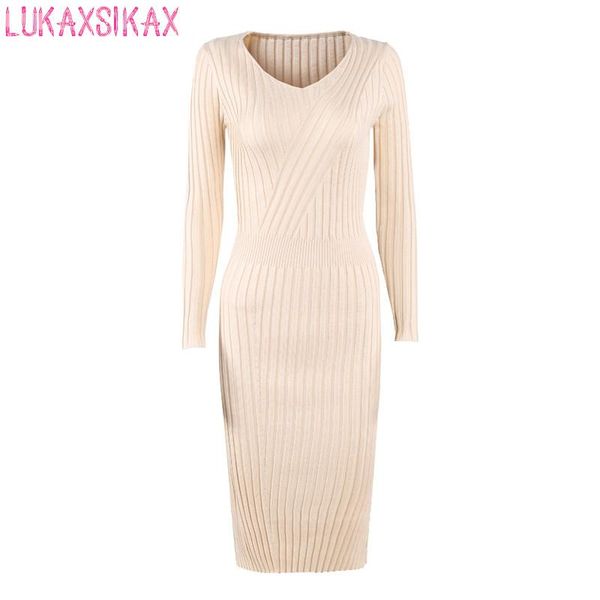 casual dresses lukaxsikax 2021 autumn winter women dress knitted sweater elegant v-neck slim bottoming, Black;gray
casual dresses lukaxsikax 2021 autumn winter women dress knitted sweater elegant v-neck slim bottoming, Black;gray