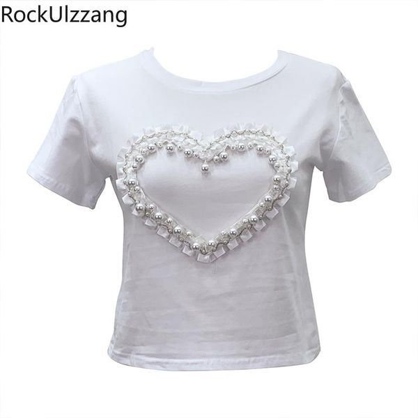 women's t-shirt bead pearls love ruffles graphic white black slim fashion t shirt summer crop cute cropped cotton tshirt korean
women's t-shirt bead pearls love ruffles graphic white black slim fashion t shirt summer crop cute cropped cotton tshirt korean