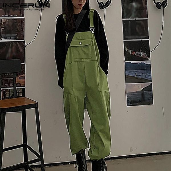 men's pants incerun fashion men cargo overalls solid color multi pockets casual bib jumpsuits streetwear 2021 suspenders rompers s-5xl, Black
men's pants incerun fashion men cargo overalls solid color multi pockets casual bib jumpsuits streetwear 2021 suspenders rompers s-5xl, Black