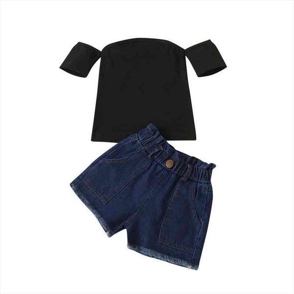 infant kids girls casual suit solid color off-the-shoulder short sleeve slim elastic t-shirt loose jeans shorts daily life 1-6t, White
infant kids girls casual suit solid color off-the-shoulder short sleeve slim elastic t-shirt loose jeans shorts daily life 1-6t, White
