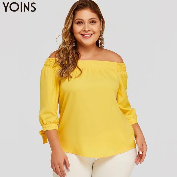 women's blouses & shirts yoins plus size women off the shoulder 2021 summer autumn casual three quarter sleeve blusas femininas, White
women's blouses & shirts yoins plus size women off the shoulder 2021 summer autumn casual three quarter sleeve blusas femininas, White