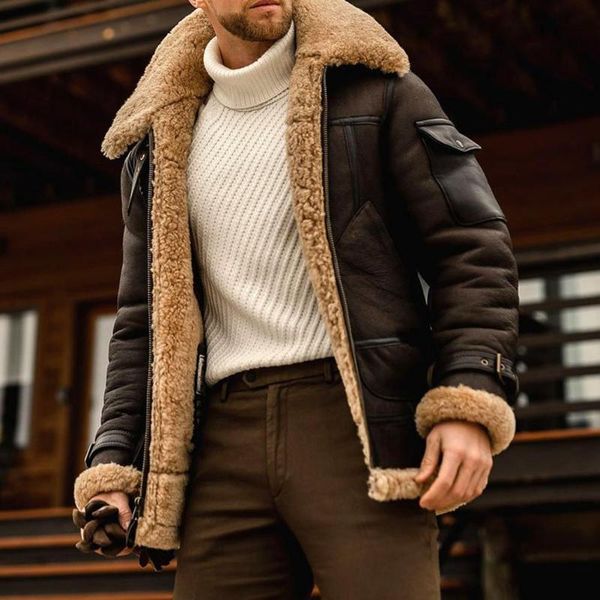men's wool & blends winter/autumn jacket turn-down collar pockets polyester zipper closure winter coat for outdoor, Black
men's wool & blends winter/autumn jacket turn-down collar pockets polyester zipper closure winter coat for outdoor, Black