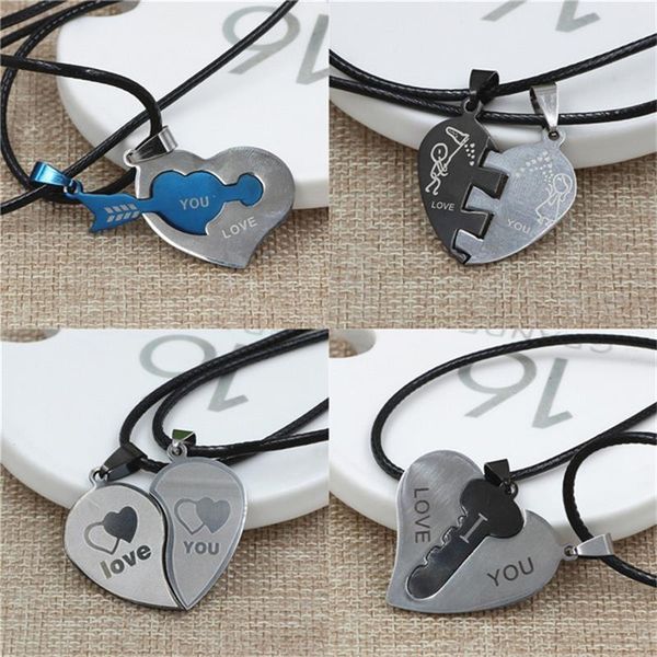 pendant necklaces heart shape paired couple for women men lovers friends titanium steel rope chain fashion jewelry, Silver
pendant necklaces heart shape paired couple for women men lovers friends titanium steel rope chain fashion jewelry, Silver