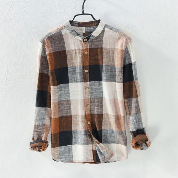 men's casual shirts arrivals mandarin collar full sleeves plaid cotton linen men navy summer causal shirt comfortable breathable, White;black
men's casual shirts arrivals mandarin collar full sleeves plaid cotton linen men navy summer causal shirt comfortable breathable, White;black