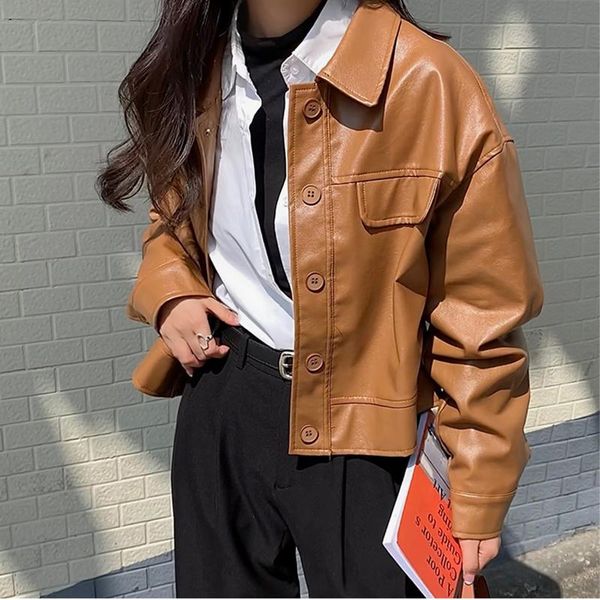 women's jackets aiyanga pu faux leather jacket women loose casual biker outerwear female bf style black elegant coat, Black;brown
women's jackets aiyanga pu faux leather jacket women loose casual biker outerwear female bf style black elegant coat, Black;brown