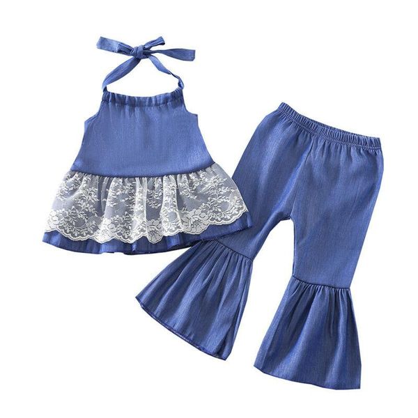 clothing sets kids jeans outfits cowboy boot cut pant girls lace halter back bell bottoms, White
clothing sets kids jeans outfits cowboy boot cut pant girls lace halter back bell bottoms, White