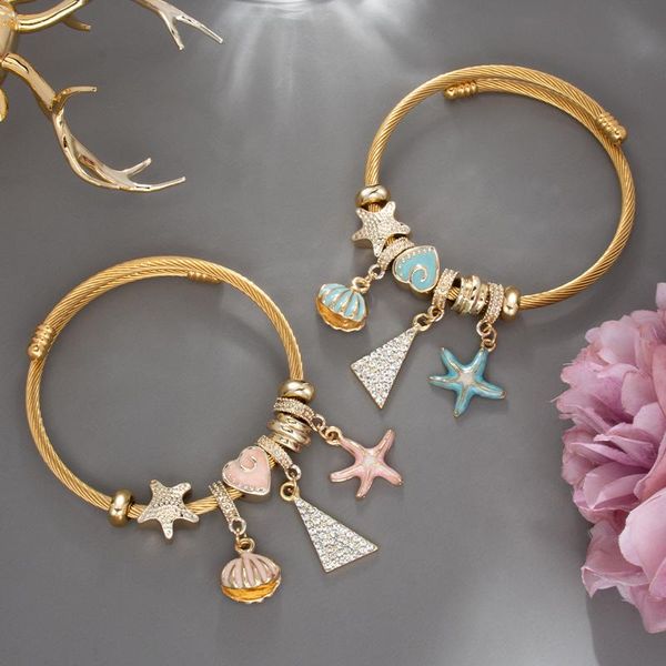 bangle boho gold color stainless steel bracelets for women vintage starfish shell triangle crystal charm bracelet punk jewelry, Black
bangle boho gold color stainless steel bracelets for women vintage starfish shell triangle crystal charm bracelet punk jewelry, Black