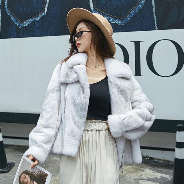 women's fur & faux haining factory a hair generation cross mink lapel small short coat whole real