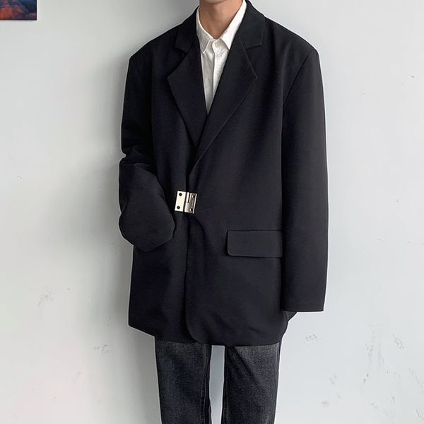 men's black white mid length suit coat 2021 new korean design button fashion chic loose casual blazer autumn 9y9631, White;black
men's black white mid length suit coat 2021 new korean design button fashion chic loose casual blazer autumn 9y9631, White;black