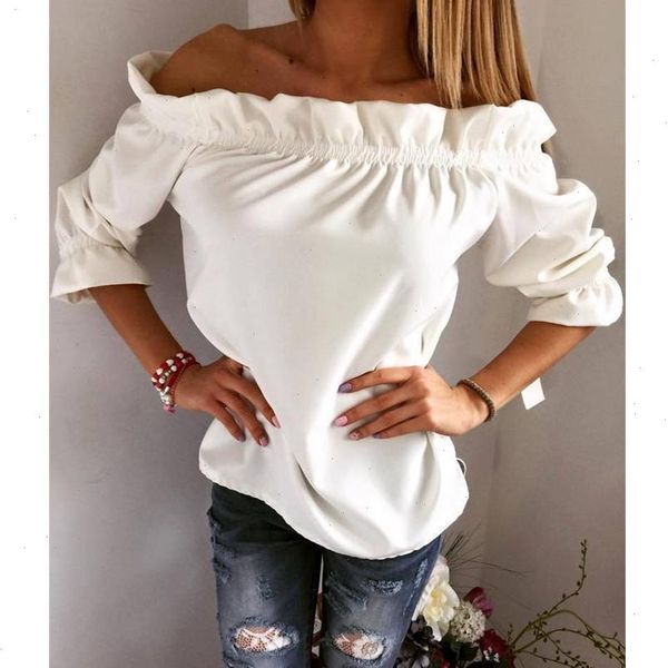 fashion women blouse puff sleeve slash neck soild shirt strapless off shoulder ruffles feminine blouses ladies, White
fashion women blouse puff sleeve slash neck soild shirt strapless off shoulder ruffles feminine blouses ladies, White
