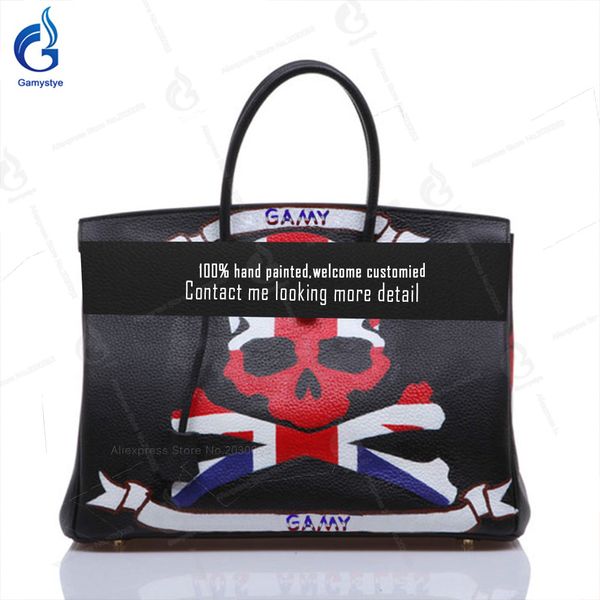 women graffiti striped flag punk rock skull women handbags classic totes silver golden lock 100% genuine leather bags designer, Black;red
women graffiti striped flag punk rock skull women handbags classic totes silver golden lock 100% genuine leather bags designer, Black;red
