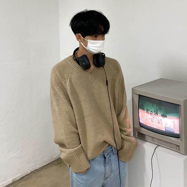 men's sweaters v-neck sweater retro japanese lazy men autumn and winter fashion personality loose wild pullover, White;black
men's sweaters v-neck sweater retro japanese lazy men autumn and winter fashion personality loose wild pullover, White;black