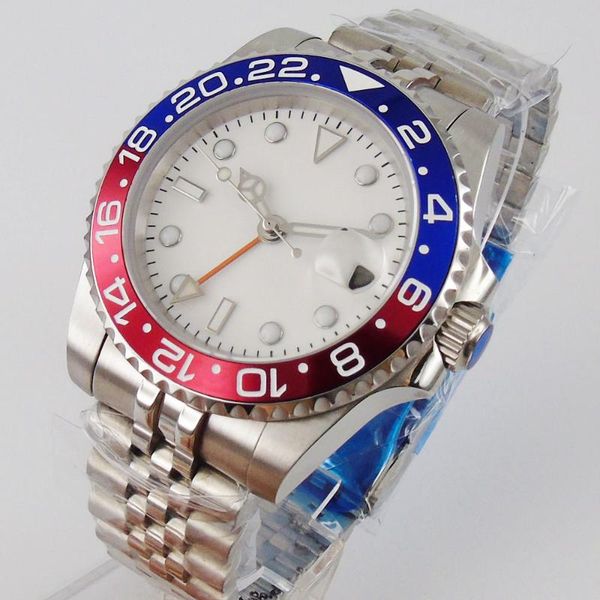 wristwatches 40mm white sterile dial red blue bezel luminous date sapphire glass deployment gmt jubilee automatic movement mens wristwatch, Slivery;brown
wristwatches 40mm white sterile dial red blue bezel luminous date sapphire glass deployment gmt jubilee automatic movement mens wristwatch, Slivery;brown