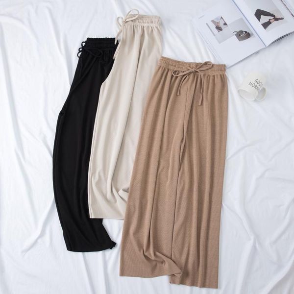 women's pants & capris summer autumn ice silk knitted wide leg women elastic high waist drawstring trousers female casual loose pant rh, Black;white
women's pants & capris summer autumn ice silk knitted wide leg women elastic high waist drawstring trousers female casual loose pant rh, Black;white