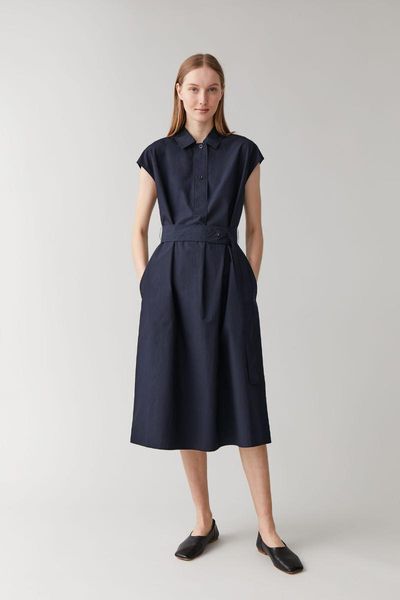 casual dresses cos2021 dark blue belt shirt collar dress for women, Black;gray
casual dresses cos2021 dark blue belt shirt collar dress for women, Black;gray