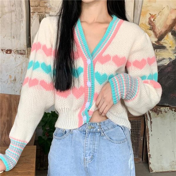 women's knits & tees korean fall winter preppy style sweet kawaii v-neck heart-shaped jacquard full sleeve sweaters knitting pullover s, White
women's knits & tees korean fall winter preppy style sweet kawaii v-neck heart-shaped jacquard full sleeve sweaters knitting pullover s, White