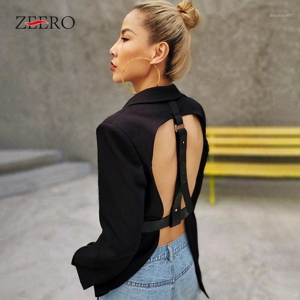 women's suits & blazers backless short women notched long sleeve hollow out streetwear belted jacket female clothing 2021 tide fall fas, White;black
women's suits & blazers backless short women notched long sleeve hollow out streetwear belted jacket female clothing 2021 tide fall fas, White;black