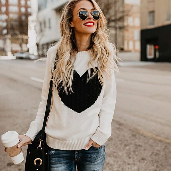 women's sweaters autumn winter fashion women heart pattern pullovers korean style long sleeve casual solid knitted jumpers sweter, White;black
women's sweaters autumn winter fashion women heart pattern pullovers korean style long sleeve casual solid knitted jumpers sweter, White;black