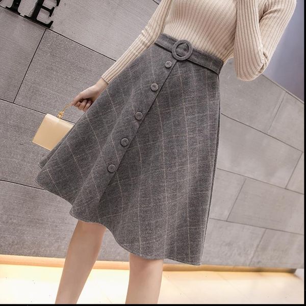 autumn winter long midi a line plaid skirts for women high waisted pleated womens skirt knee length elegant woolen faldas mujer, Black
autumn winter long midi a line plaid skirts for women high waisted pleated womens skirt knee length elegant woolen faldas mujer, Black