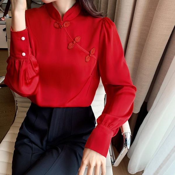 women's blouses & shirts chikichi 2021 autumn and winter heavy chinese style oblique placket fashion retro red chiffon shirt women, White
women's blouses & shirts chikichi 2021 autumn and winter heavy chinese style oblique placket fashion retro red chiffon shirt women, White