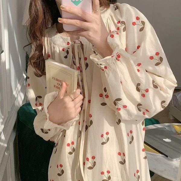 women's sleepwear qweek night dress women cherry print girls nightgown flared sleeves long sleeve spring autumn nightwear kawaii, Black;red
women's sleepwear qweek night dress women cherry print girls nightgown flared sleeves long sleeve spring autumn nightwear kawaii, Black;red