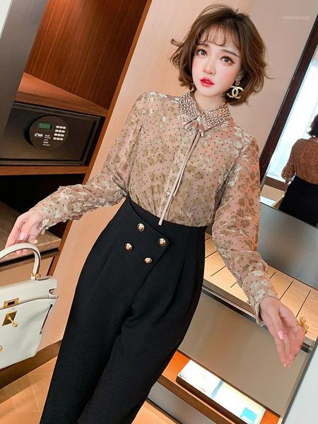 women's tracksuits diamond beaded lapel flocking flowers micro-through mesh shirt 2021 autumn, Gray
women's tracksuits diamond beaded lapel flocking flowers micro-through mesh shirt 2021 autumn, Gray