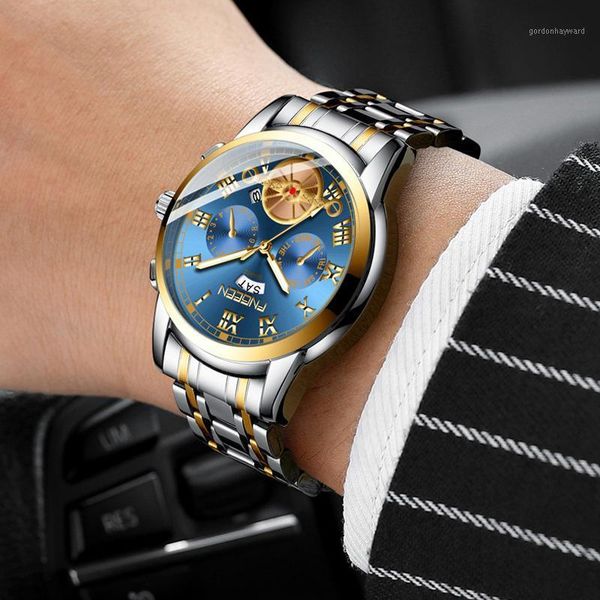 wristwatches fngeen fashion mens quartz watch classic blue wristwatch stainless steel belt calendar decorative tourbillon herren uhren, Slivery;brown
wristwatches fngeen fashion mens quartz watch classic blue wristwatch stainless steel belt calendar decorative tourbillon herren uhren, Slivery;brown