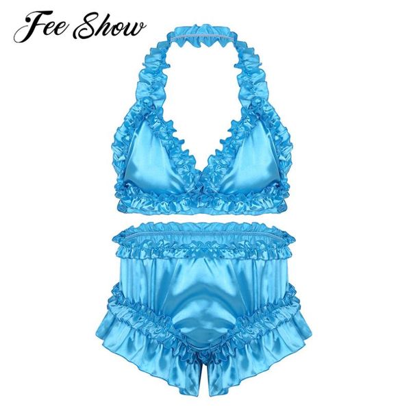 bras sets gay men sissy shiny underwear lingerie set ultra-soft satin frilly ruffled halter neck stretchy bra with knickers brief, Red;black
bras sets gay men sissy shiny underwear lingerie set ultra-soft satin frilly ruffled halter neck stretchy bra with knickers brief, Red;black