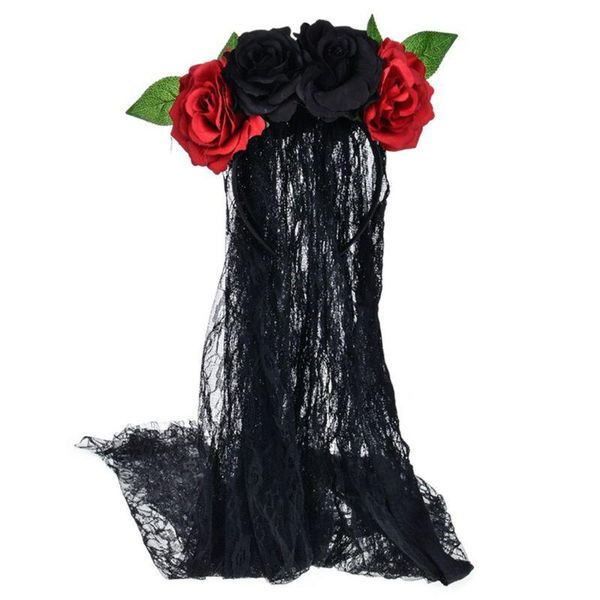 hair accessories women bridal halloween wedding headband crown contrast color faux rose flower day of the dead hoop with black lace veil
hair accessories women bridal halloween wedding headband crown contrast color faux rose flower day of the dead hoop with black lace veil
