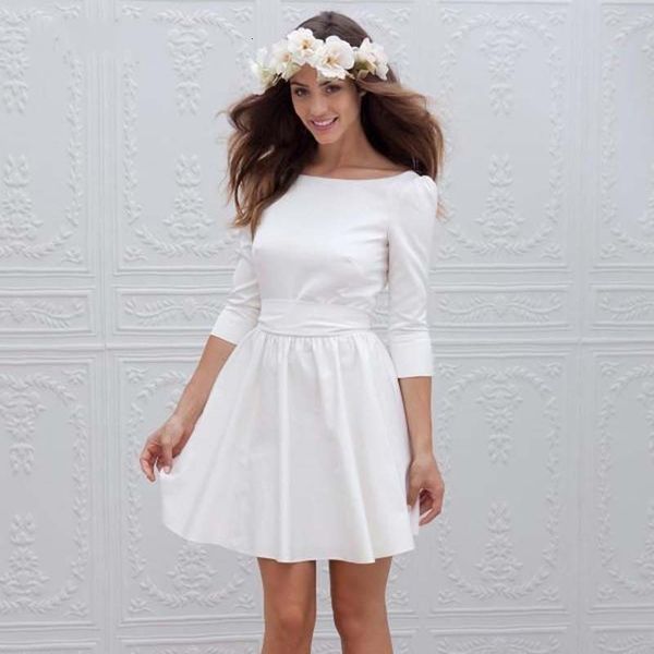 new ivory v back short wedding 2021 scoop a line 3/4 long sleeves satin beach bridal gown robe de mariee 59qc, White
new ivory v back short wedding 2021 scoop a line 3/4 long sleeves satin beach bridal gown robe de mariee 59qc, White