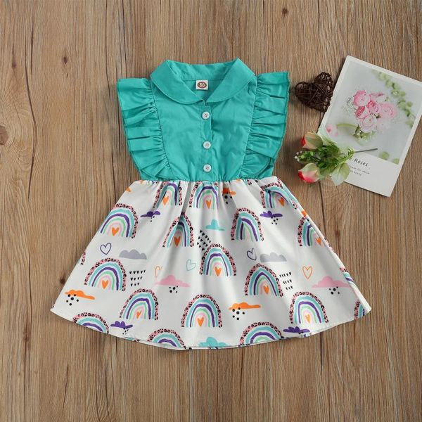 girl's dresses toddler baby girls princess dress, doll collar ruffle sleeveless buttons rainbow printed patchwork sundress, Red;yellow
girl's dresses toddler baby girls princess dress, doll collar ruffle sleeveless buttons rainbow printed patchwork sundress, Red;yellow