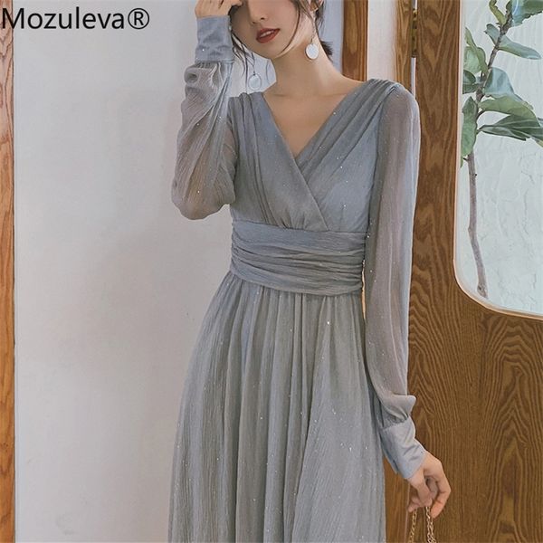 mozuleva elegant solid female a-line dress pleated party vestidos vintage v-neck slim high waist women long dress femme 210309, Black;gray
mozuleva elegant solid female a-line dress pleated party vestidos vintage v-neck slim high waist women long dress femme 210309, Black;gray