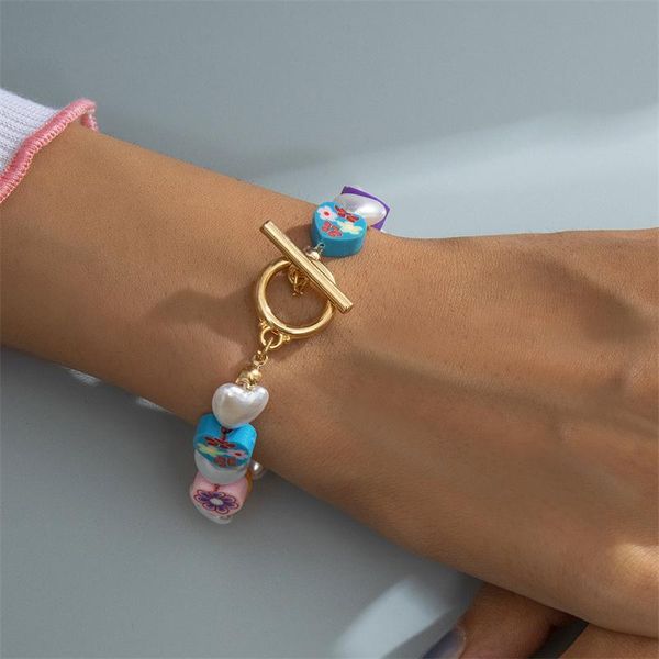 beaded, strands creative soft ceramic mixed color pattern heart-shaped beaded bracelet simple imitation pearl ot buckle women's accesso, Black
beaded, strands creative soft ceramic mixed color pattern heart-shaped beaded bracelet simple imitation pearl ot buckle women's accesso, Black