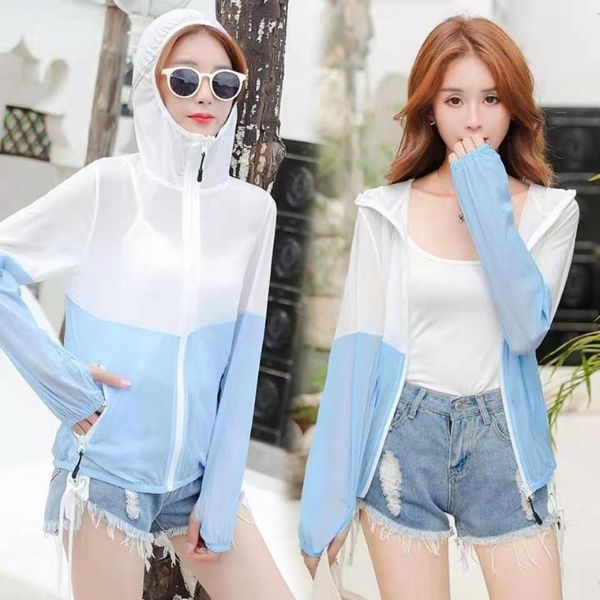 women's jackets fashion hooded spring 2021 summer sunscreen clothing white blue color matching zipper female coat all-match, Black;brown
women's jackets fashion hooded spring 2021 summer sunscreen clothing white blue color matching zipper female coat all-match, Black;brown